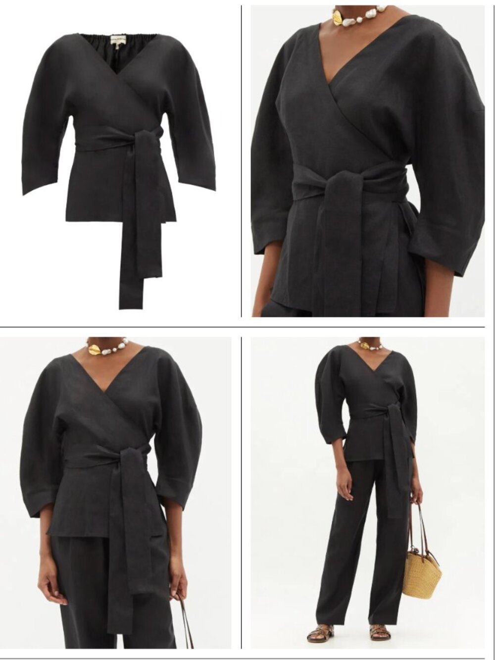 Mara Hoffman Black Hemp Wrap Top Size 3X EUC
